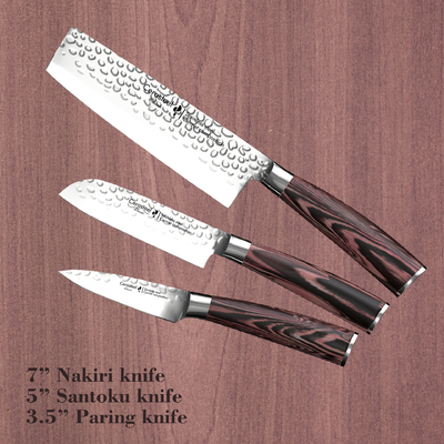 Cerasteel Knife 3 Set 3.5'' Paring , 5'' Santoku , 7'' Nakiri