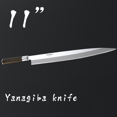 11'' Beech Wood Handle Cerasteel Sushi Chef Knife