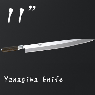 11'' Beech Wood Handle Cerasteel Sushi Chef Knife